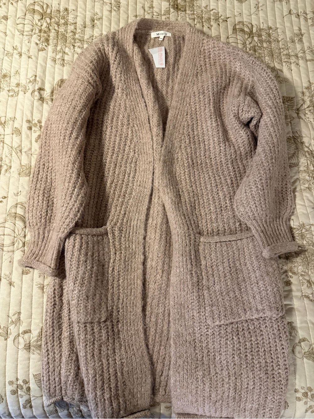 Miracle Open-Front Chunky Cardigan in Mauve-Taupe